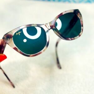 Maui Jim Designer Sunglasses Purple Havana Cat Eye Green Bifocal Lenses